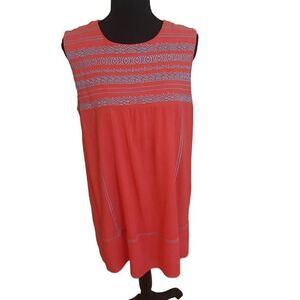 TMHL Womens Orange Embroidered Blue Accent Sleeveless Lined Dress Medium